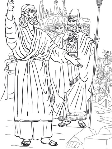 Elijah, Ahab And Prophets Of Baal On Mount Carmel Coloring Page